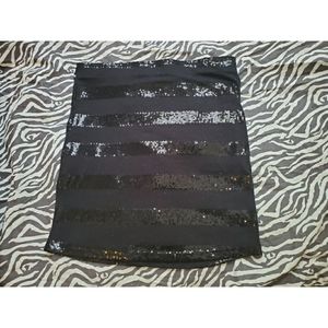 Forever 21 black stretch mini skirt sequin stripes